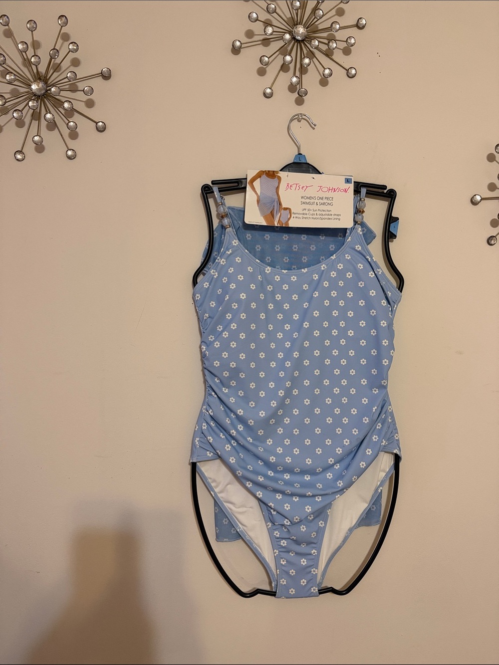 Betsey Johnson Light Blue Daisy One-Piece Swimsuit